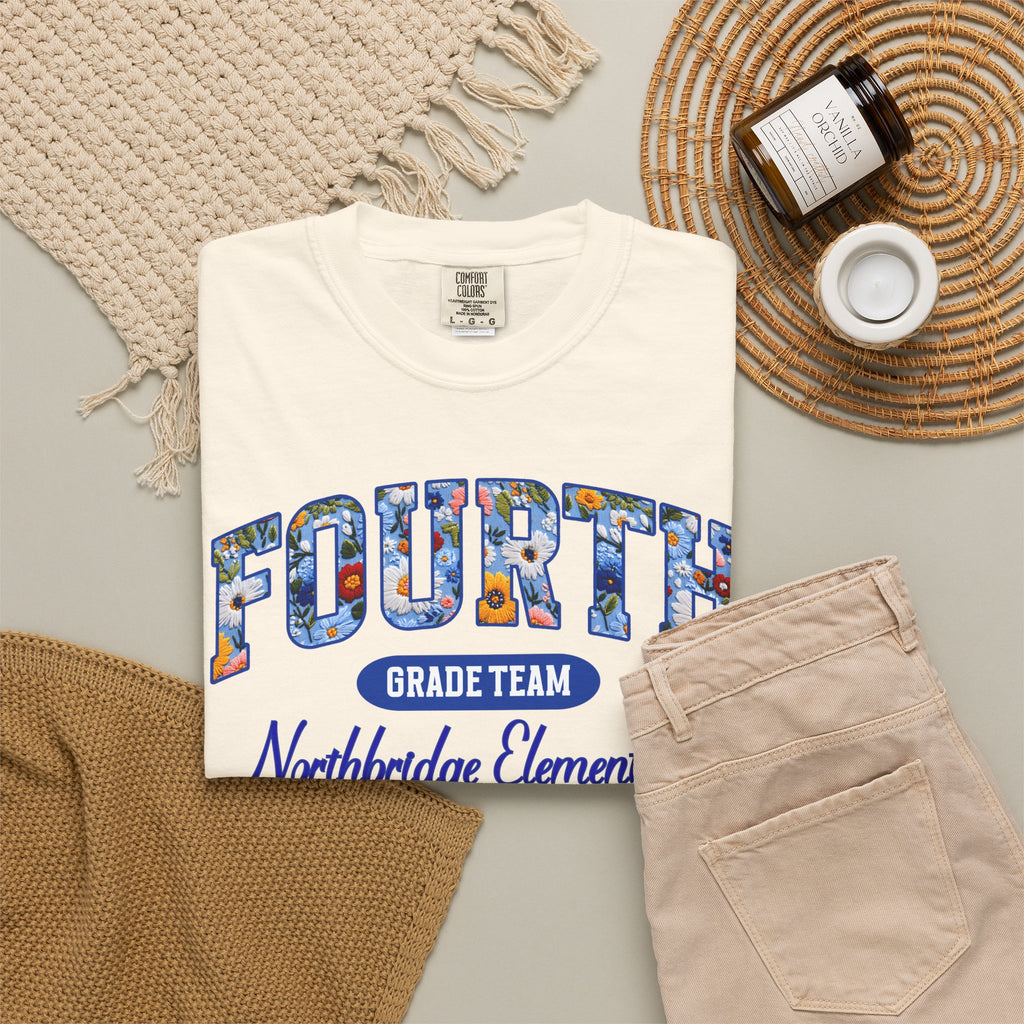 Custom Teacher Team T-shirt | Garment-Dyed School Spirit Tee, Custom Grade and School, Personalized Name & Number