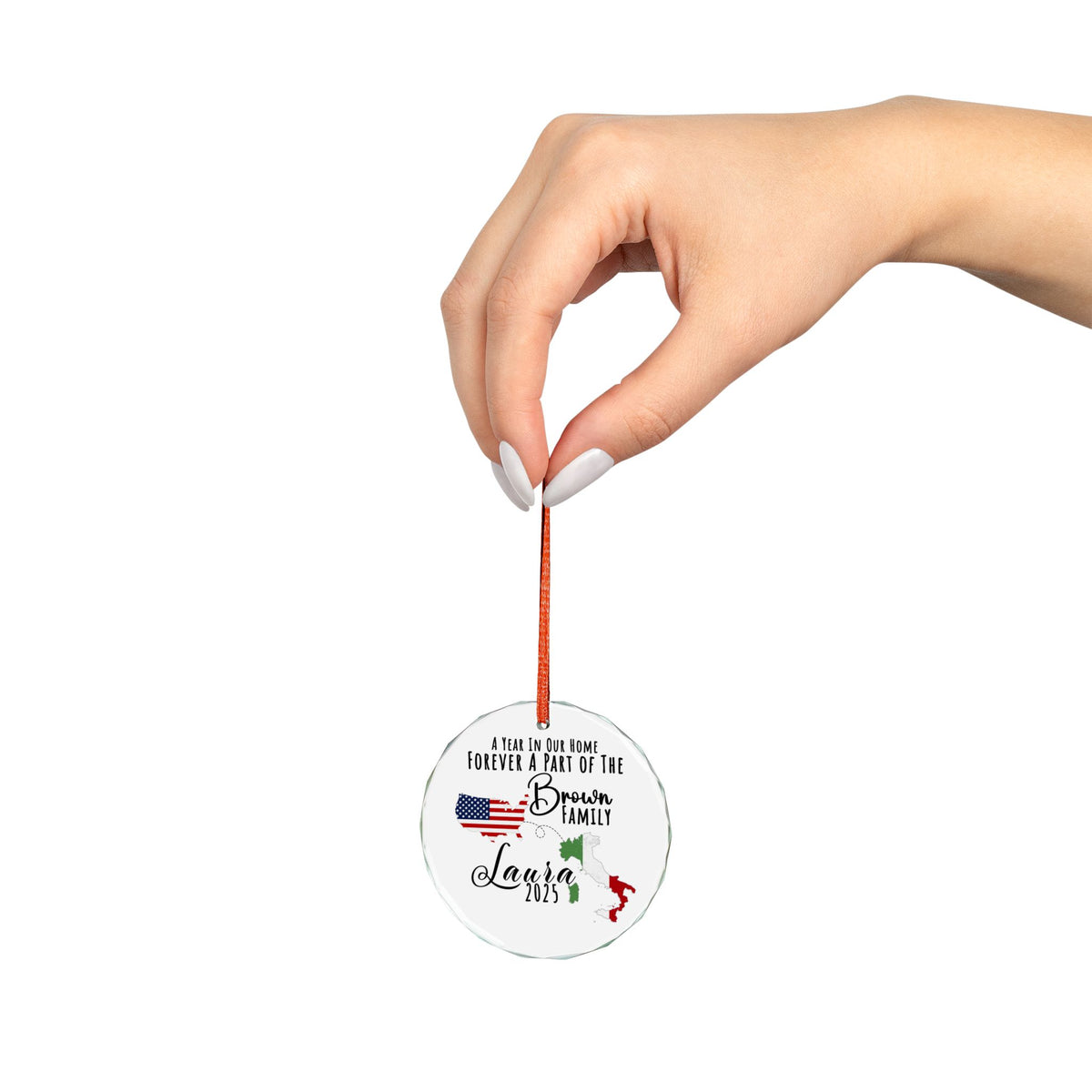 Personalized Long Distance Ornament, Exchange Student Keepsake, Gift For Foreign Exchange Students, Two Countries Ornament, Moving Away Gift