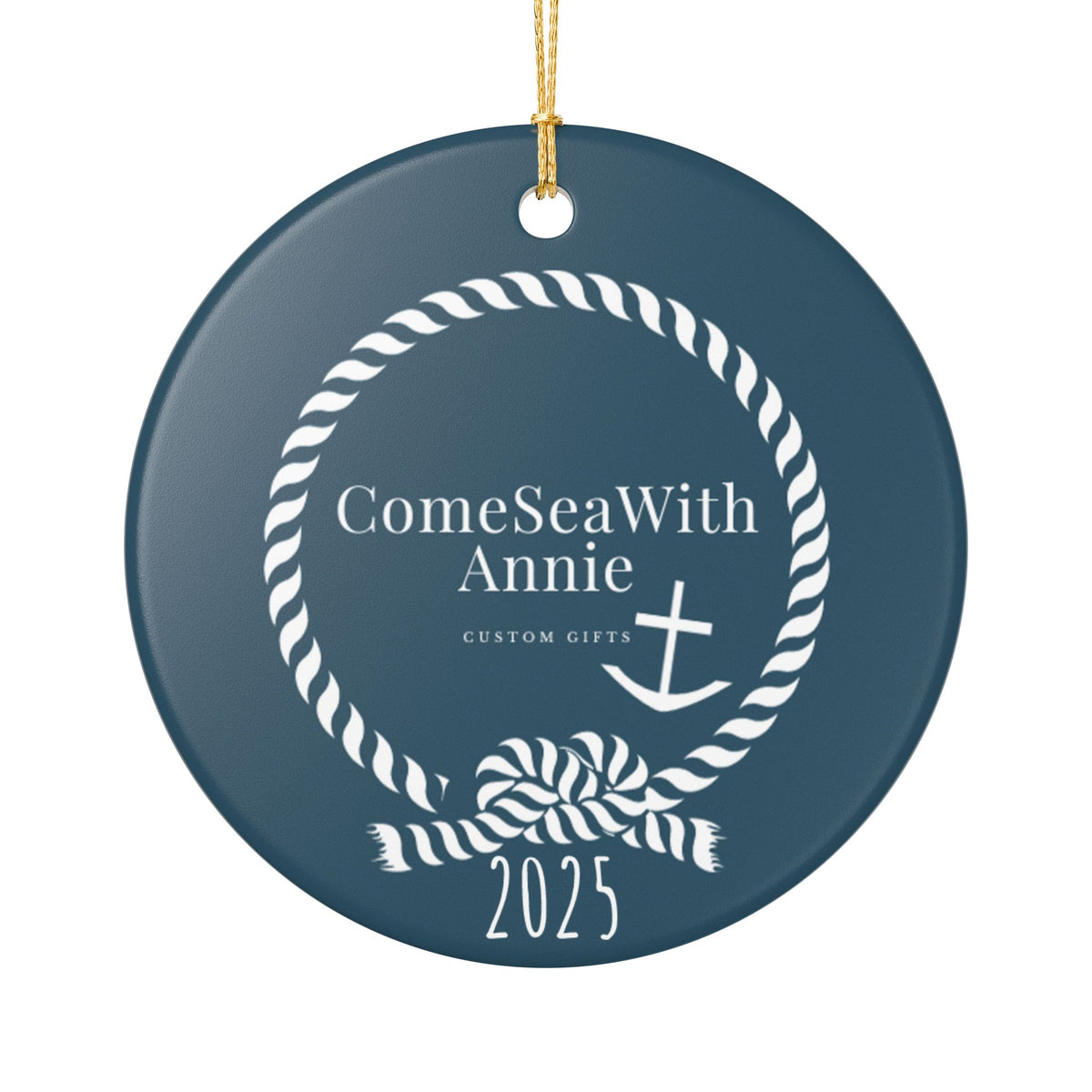 Custom Christmas Ornament Name Logo Year - You Choose Color, Font, Text, Image, Completely Customizable, Personalizable, Ceramic Decoration