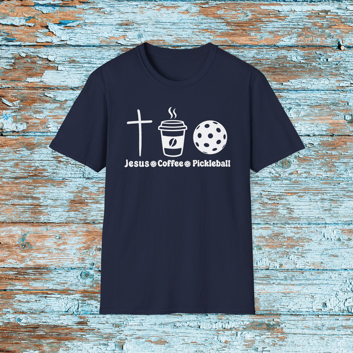 Jesus Coffee and Pickleball T-Shirt | Christian Pickleball Shirt | Faith Coffee Sports Tee for Women and Men