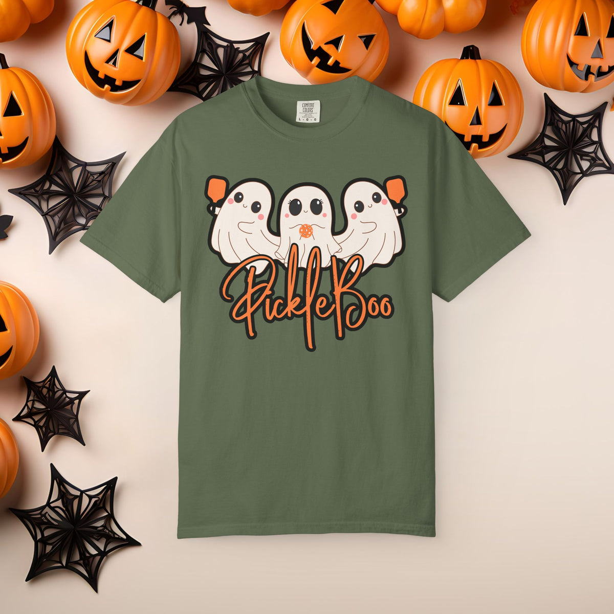 Pickleball Comfort Colors Halloween Ghost Shirt Cute Ghosts Playing Pickleball Boo Trick or Treat Fall Shirt for Pickleball Player