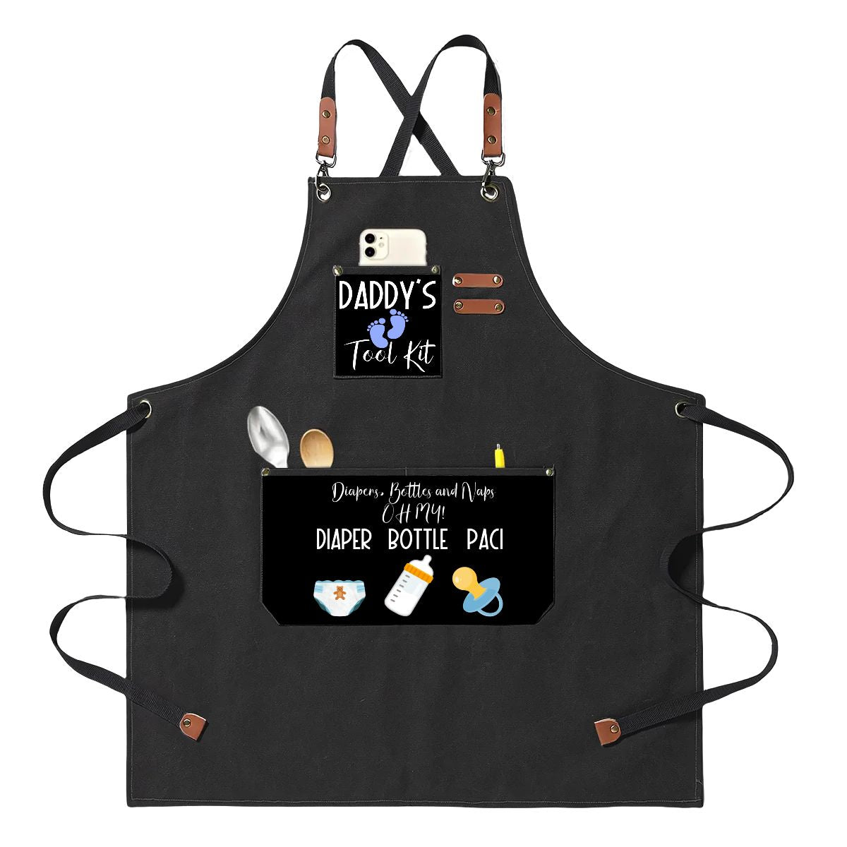 Unisex Canvas Cross Back Apron with Pockets 1 2