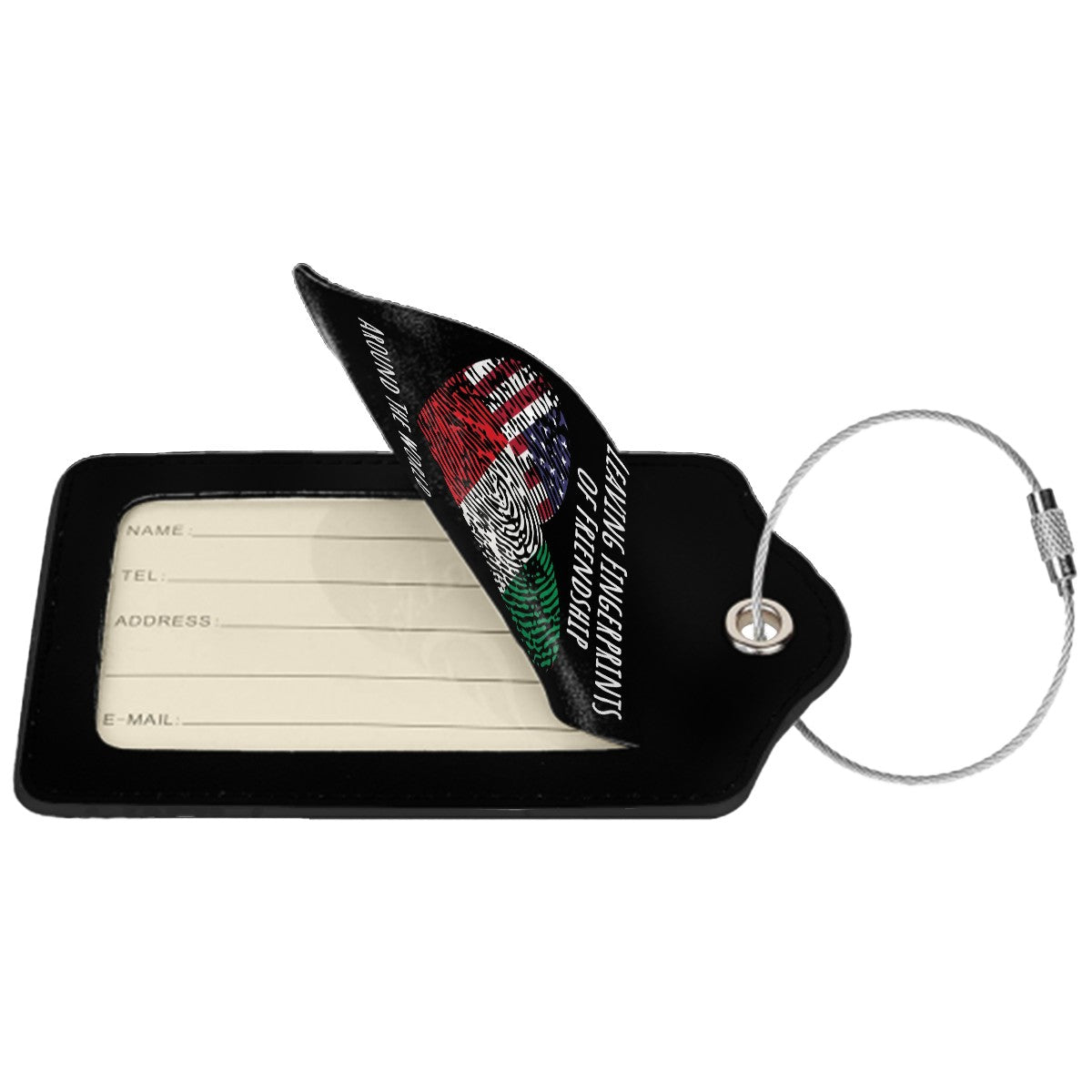 Leather Luggage Tags for Suitcases with Metal Ring Daddy’s Leaving Fingerprints of Friendship
