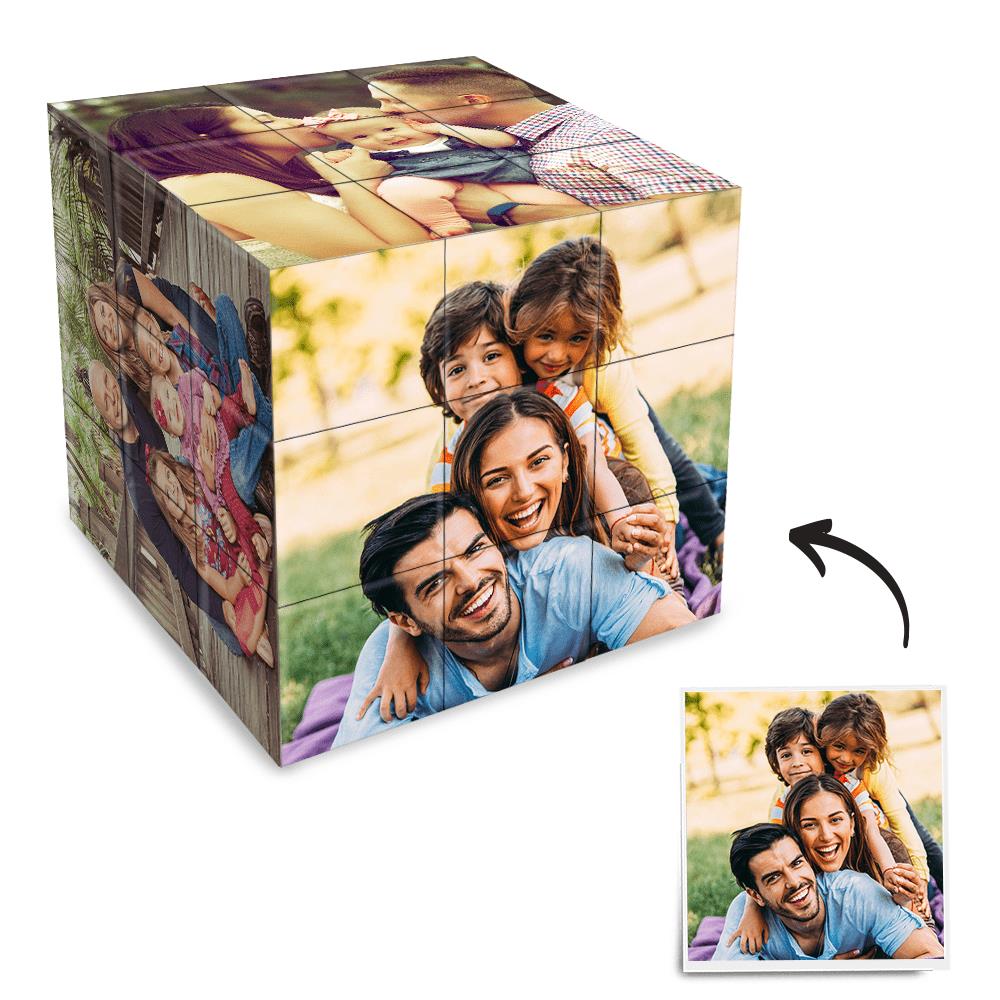Personalized Custom Magic Cube Picture Cube Gift For Dad With Wooden Rubic's Cube Bracket