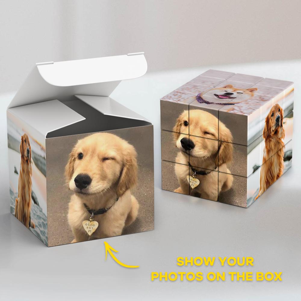 Personalized Custom Magic Cube Picture Cube Gift For Dad With Wooden Rubic's Cube Bracket