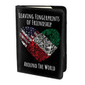 Small Passport Holder for Travel (DoubleSided Pattern) 2 Leaving Fingerprints of Friendship