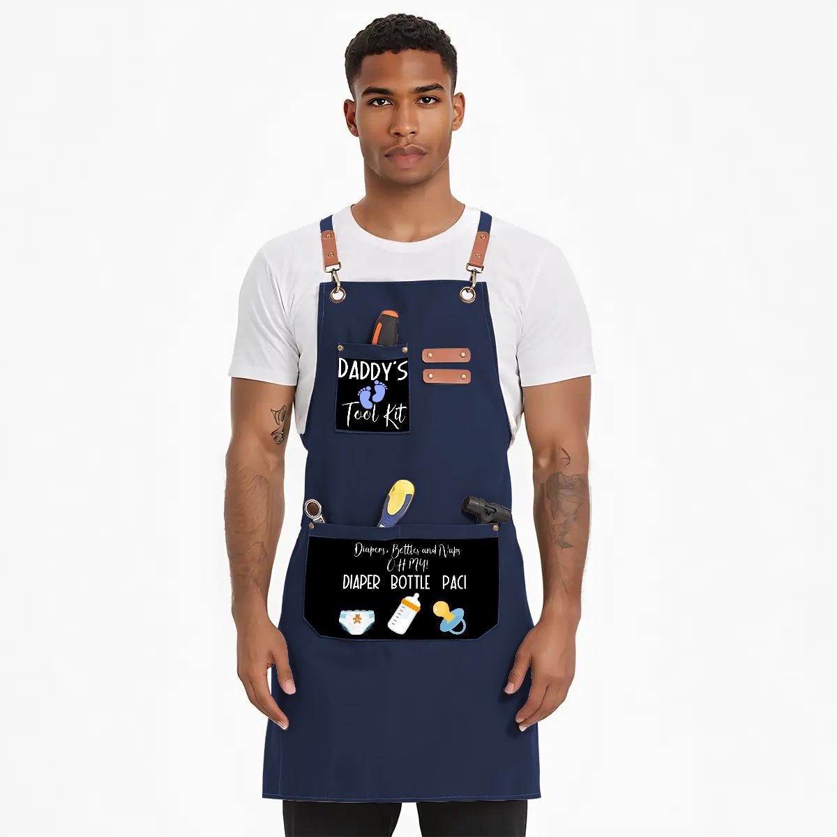 Unisex Canvas Cross Back Apron with Pockets 1 2