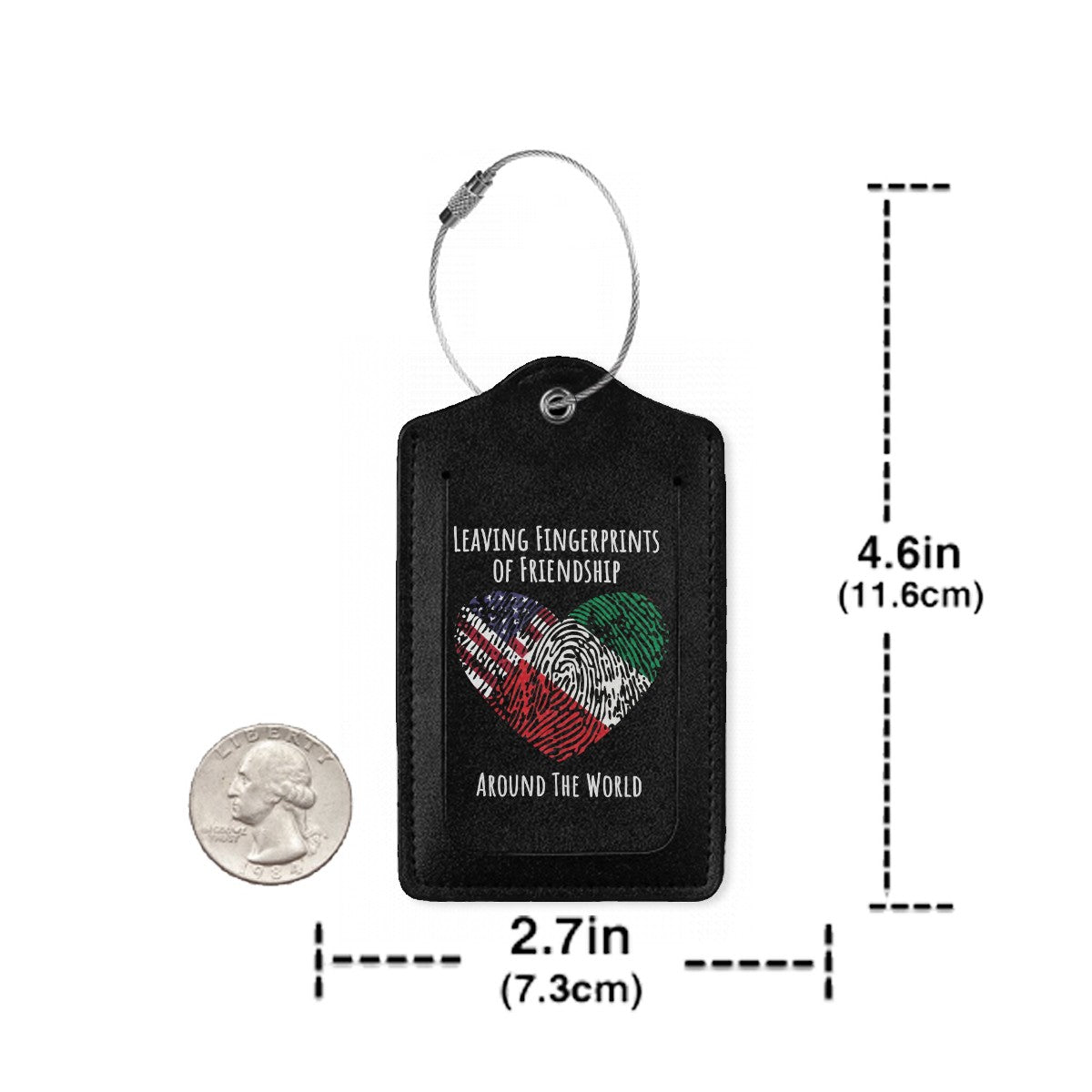 Leather Luggage Tags for Suitcases with Metal Ring Daddy’s Leaving Fingerprints of Friendship