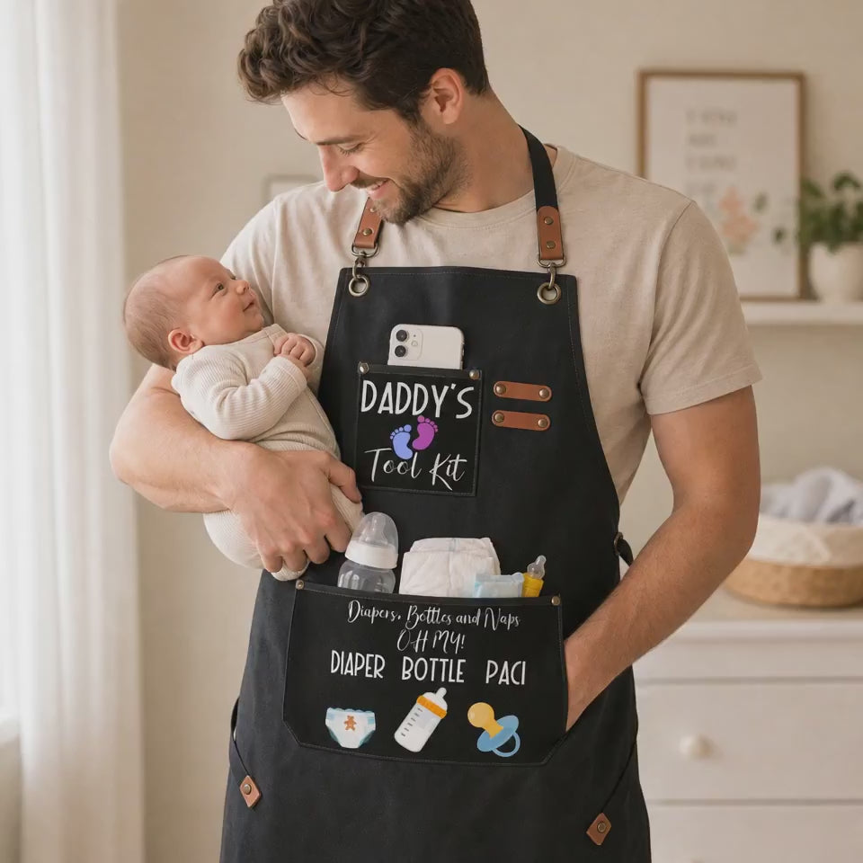 Funny Daddy’s Tool Kit Apron – New Dad & Baby Shower Gift
